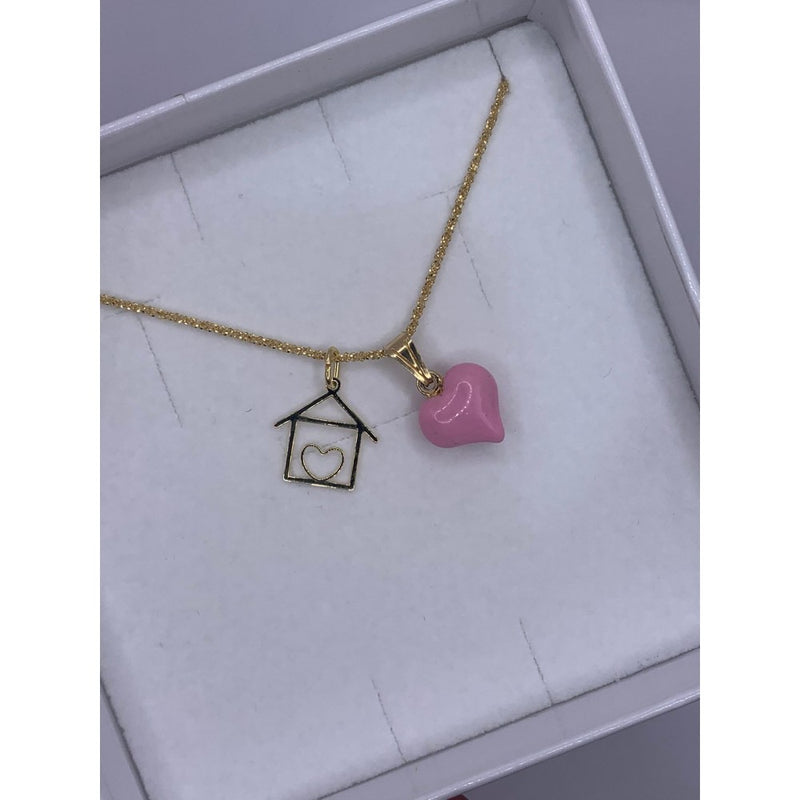 Collana casa con cuore 3d