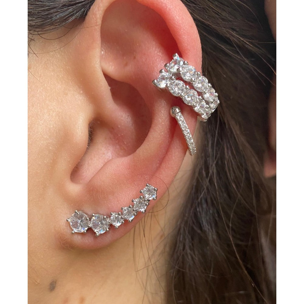 Ear cuff doppio filo zirconato