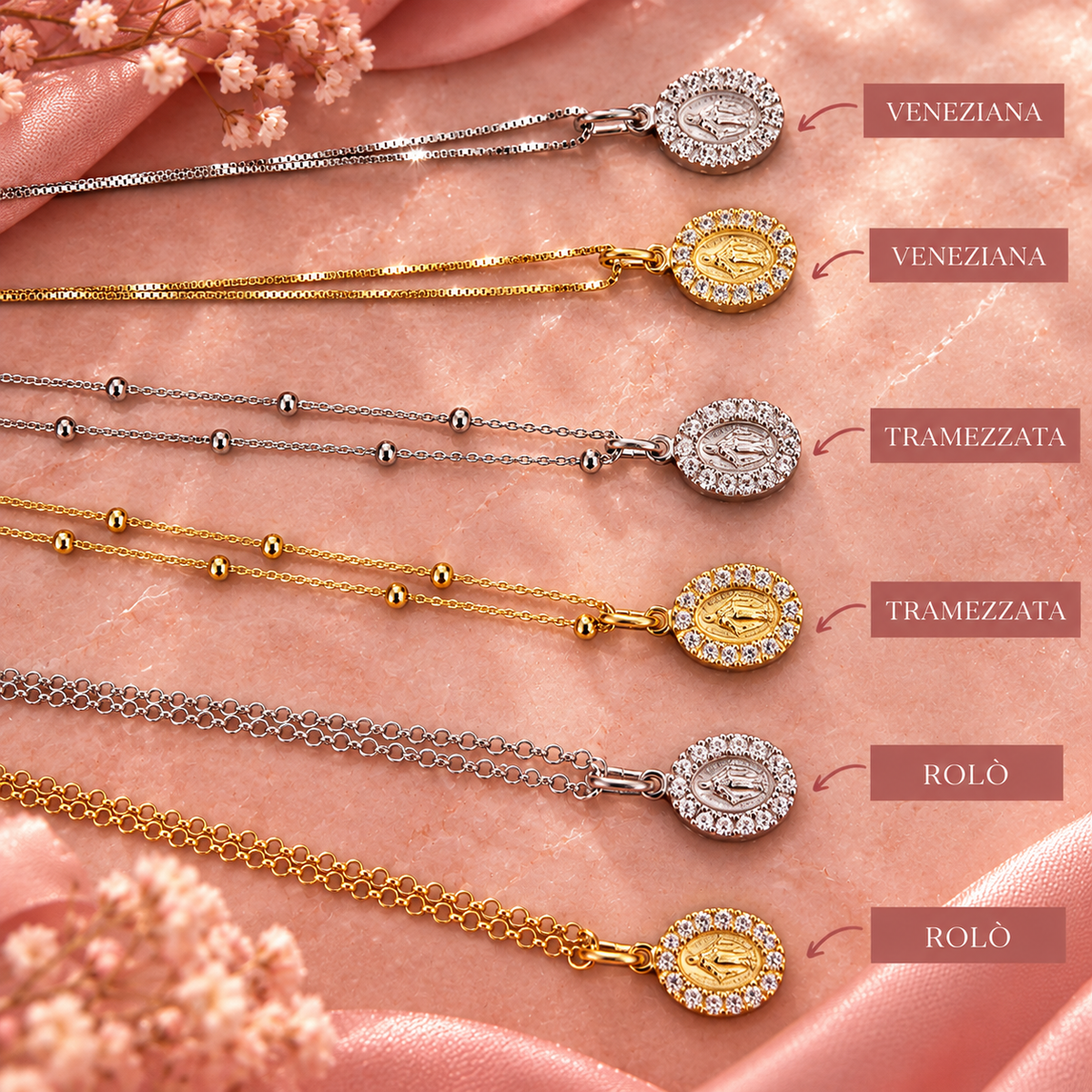 Collana madonnina zirconata